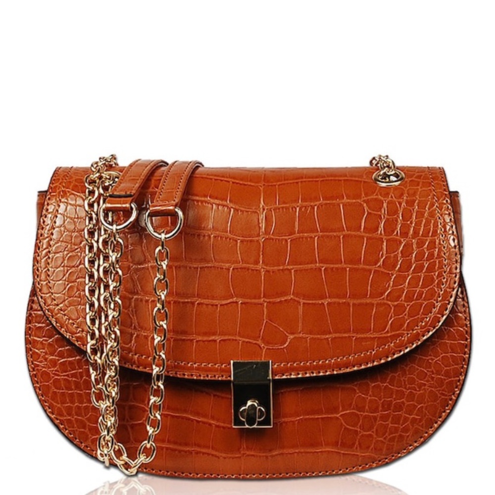 Croco Crossbody - Tan